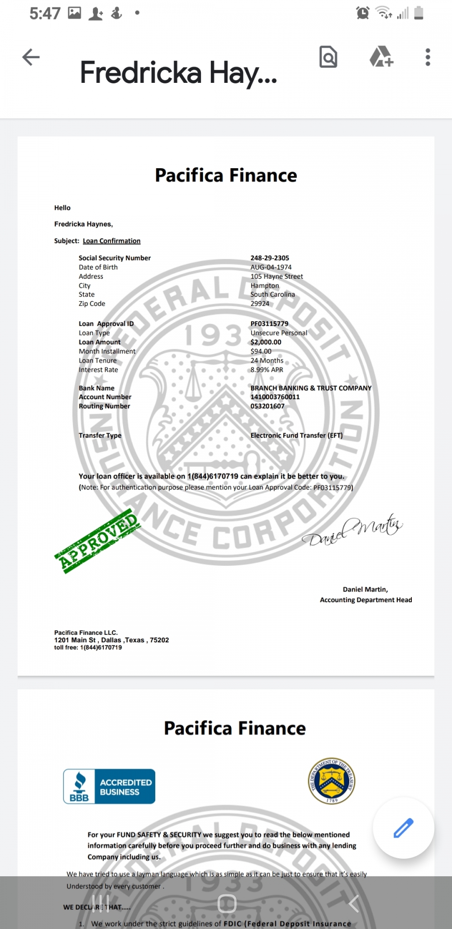 pacifica finance company