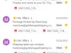 Pictures of Emails between Mary and I