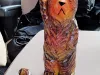 Cedar carved bear with solar lanterns